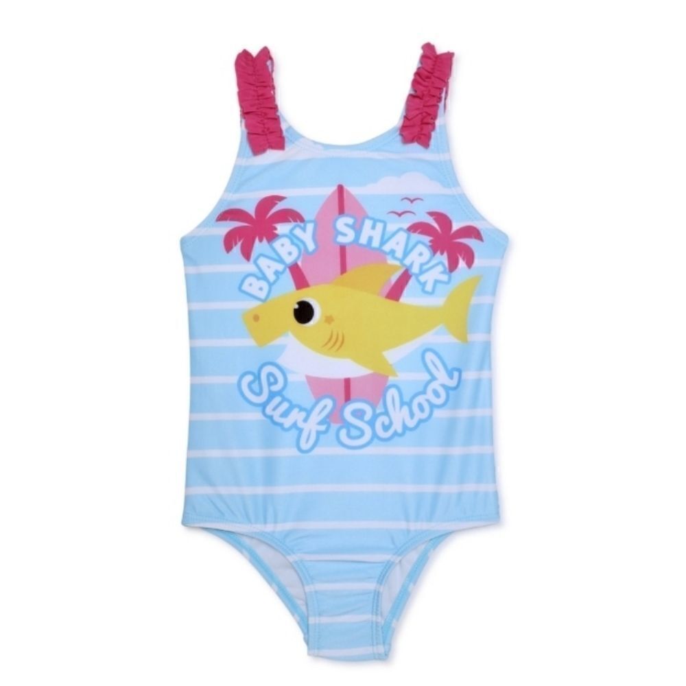 Baby Shark Baby and Toddler Girl One-Piece Swimsuit Bathing Suit Size 18mo